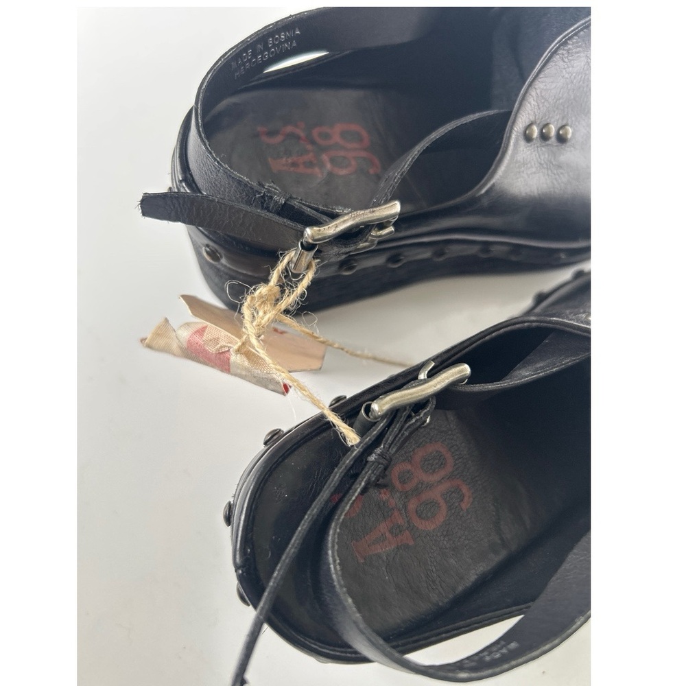 A. S. 98 PUKE Black Leather Platform Clogs with Studded bottom size 38 - Picture 5 of 6